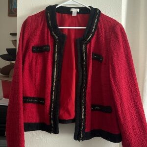 Chic Red and Black Women's Jacket